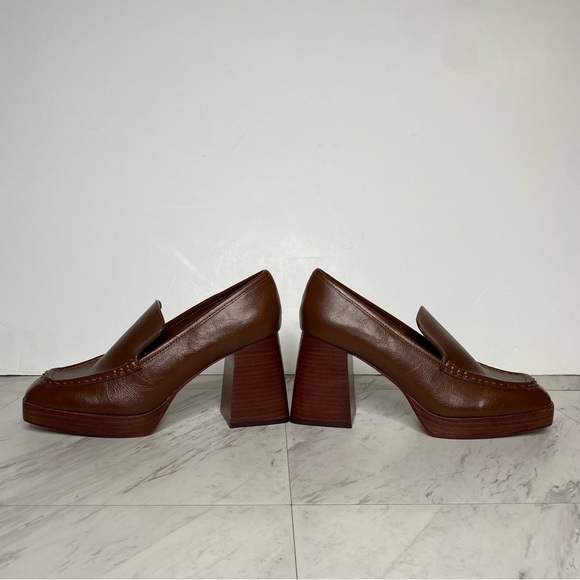 Steve Madden Etney Brown Square Toe Heeled Loafer 9 1/2 M - Picture 7 of 15